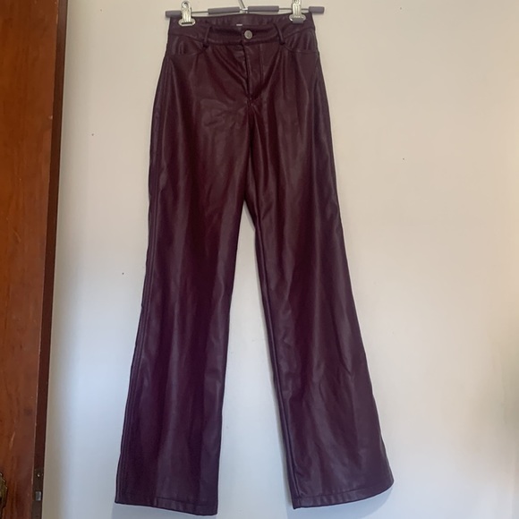 Garage High Rise Faux Leather Wide-Leg Pants Eggplant Purple XS - Picture 5 of 9
